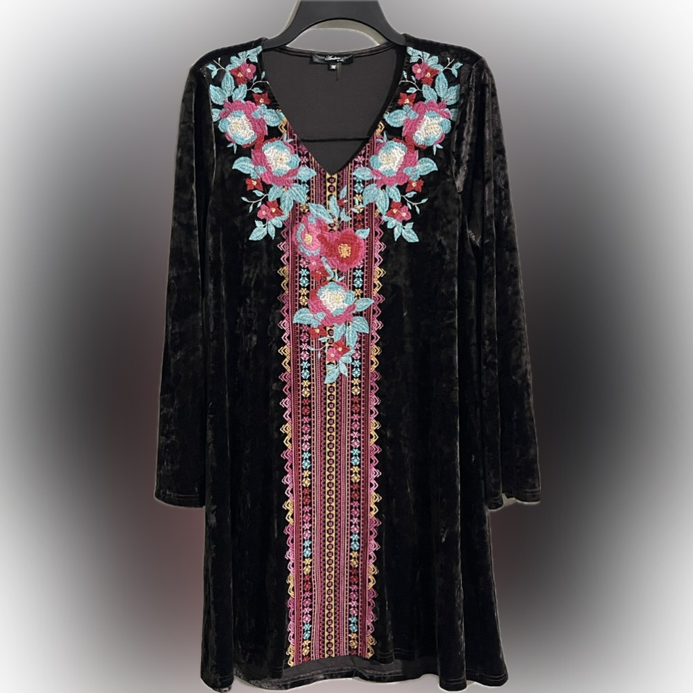 Beautiful velvet dress from Andrew by Unit. Size medium, stunning embroidery